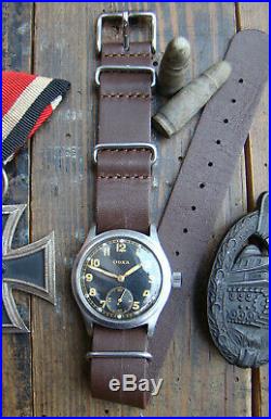 Vintage WWII German Military Doxa Dienstuhr All Original Army Watch Wehrmacht