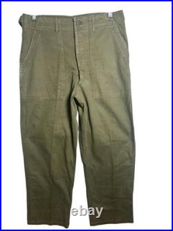Vintage WWII Medium US Military Army Green Metal Star Button Combat Trousers