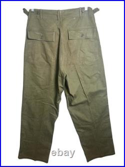 Vintage WWII Medium US Military Army Green Metal Star Button Combat Trousers