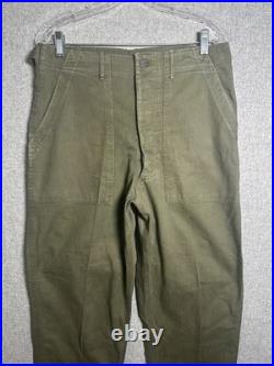 Vintage WWII Medium US Military Army Green Metal Star Button Combat Trousers