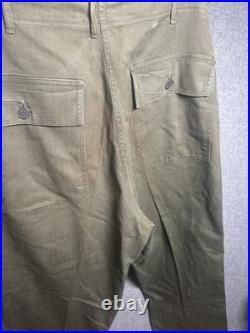 Vintage WWII Medium US Military Army Green Metal Star Button Combat Trousers