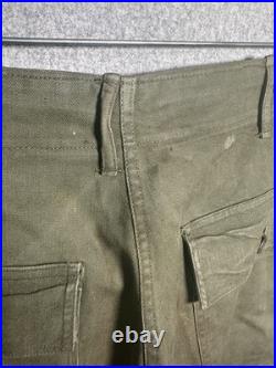 Vintage WWII Medium US Military Army Green Metal Star Button Combat Trousers