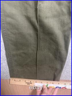 Vintage WWII Medium US Military Army Green Metal Star Button Combat Trousers