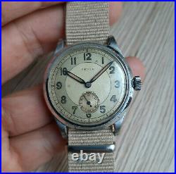 Vintage WWII Military Revue Army Wrist Watch 1940 All Original Two Tone Dial