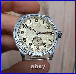 Vintage WWII Military Revue Army Wrist Watch 1940 All Original Two Tone Dial