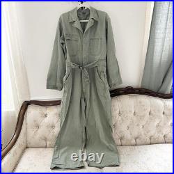 Vintage WWII U. S Army Green Military Long Sleeve Coveralls