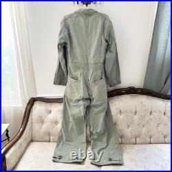 Vintage WWII U. S Army Green Military Long Sleeve Coveralls