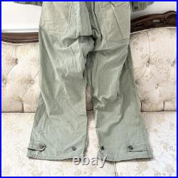 Vintage WWII U. S Army Green Military Long Sleeve Coveralls