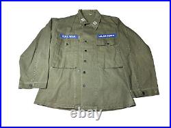 Vintage WWII US ARMY HBT Shirt Utility Jacket 13 Star Buttons 44 R Patches