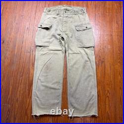 Vintage WWII US Army HBT Cargo Trousers Mens Size 34x28 Herringbone Military 40s