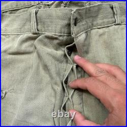 Vintage WWII US Army HBT Cargo Trousers Mens Size 34x28 Herringbone Military 40s