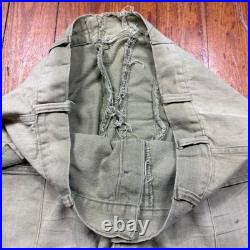 Vintage WWII US Army HBT Cargo Trousers Mens Size 34x28 Herringbone Military 40s