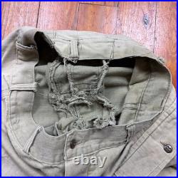 Vintage WWII US Army HBT Cargo Trousers Mens Size 34x28 Herringbone Military 40s
