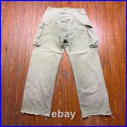 Vintage WWII US Army HBT Cargo Trousers Mens Size 34x28 Herringbone Military 40s