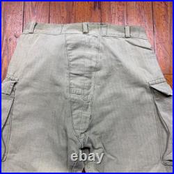Vintage WWII US Army HBT Cargo Trousers Mens Size 34x28 Herringbone Military 40s