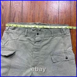 Vintage WWII US Army HBT Cargo Trousers Mens Size 34x28 Herringbone Military 40s