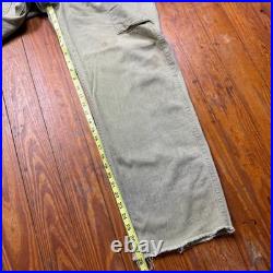 Vintage WWII US Army HBT Cargo Trousers Mens Size 34x28 Herringbone Military 40s