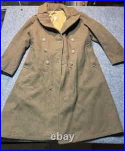 Vintage WWII US Army Long Wool Overcoat Trenchcoat WW2 1942 Mens M 40 Cool
