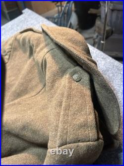 Vintage WWII US Army Long Wool Overcoat Trenchcoat WW2 1942 Mens M 40 Cool