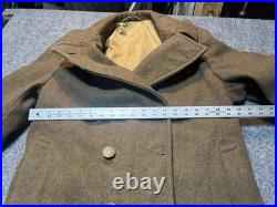 Vintage WWII US Army Long Wool Overcoat Trenchcoat WW2 1942 Mens M 40 Cool