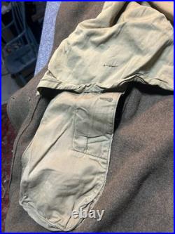 Vintage WWII US Army Long Wool Overcoat Trenchcoat WW2 1942 Mens M 40 Cool