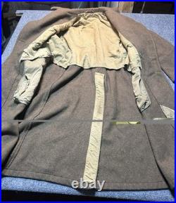 Vintage WWII US Army Long Wool Overcoat Trenchcoat WW2 1942 Mens M 40 Cool