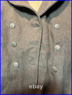 Vintage WWII US Army Long Wool Overcoat Trenchcoat WW2 1942 Mens M 40 Cool