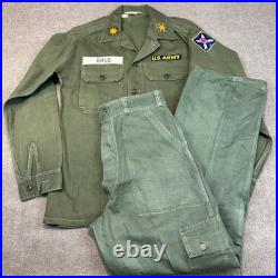Vintage WWII US Army M43 Cargo Pants 13-Star & OG-107 Shirt Grouping Named Rhue