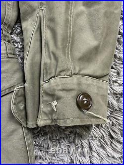 Vintage WWII US Army M43 Field Jacket Herringbone Lined Pockets