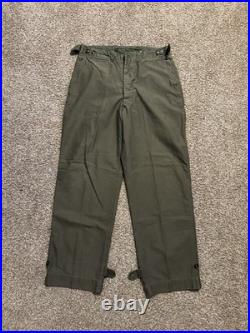 Vintage WWII US Army Military Olive Trouser Field Cotton Chino Pants Size 32x34