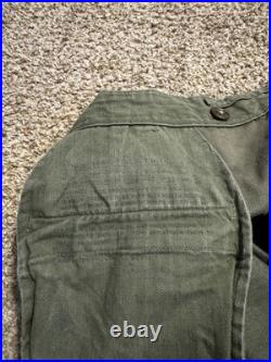 Vintage WWII US Army Military Olive Trouser Field Cotton Chino Pants Size 32x34