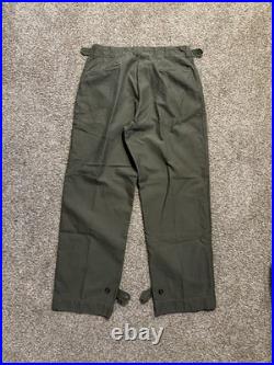 Vintage WWII US Army Military Olive Trouser Field Cotton Chino Pants Size 32x34