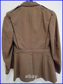 Vintage WWII US Army Service Suit Jacket Mens 42 Slim Cut Green Brown Wool