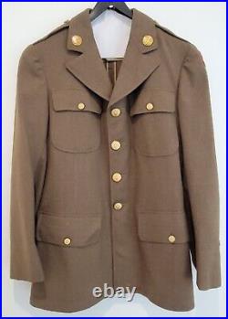 Vintage WWII US Army Service Suit Jacket Mens 42 Slim Cut Green Brown Wool