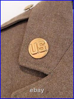 Vintage WWII US Army Service Suit Jacket Mens 42 Slim Cut Green Brown Wool