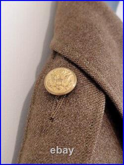 Vintage WWII US Army Service Suit Jacket Mens 42 Slim Cut Green Brown Wool