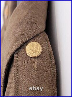 Vintage WWII US Army Service Suit Jacket Mens 42 Slim Cut Green Brown Wool