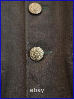 Vintage WWII US Army Service Suit Jacket Mens 42 Slim Cut Green Brown Wool