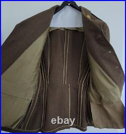 Vintage WWII US Army Service Suit Jacket Mens 42 Slim Cut Green Brown Wool