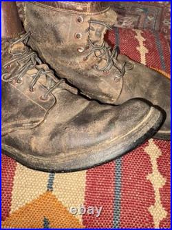 Vintage WWII US Army brown leather double buckle combat boots size 8.5 D USA