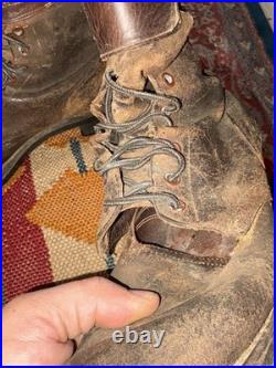 Vintage WWII US Army brown leather double buckle combat boots size 8.5 D USA