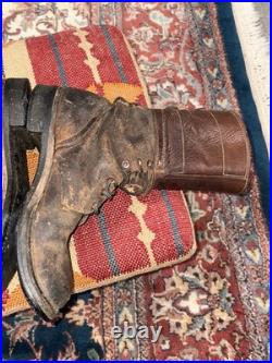 Vintage WWII US Army brown leather double buckle combat boots size 8.5 D USA