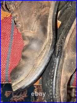 Vintage WWII US Army brown leather double buckle combat boots size 8.5 D USA
