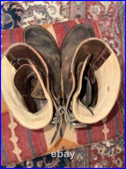 Vintage WWII US Army brown leather double buckle combat boots size 8.5 D USA