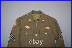 Vintage WWII Uniform US Army Dress Jacket & Pants ADSEC Patches Pins Wool Serge