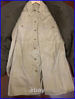 Vintage WWII United States Army Ike Jacket Uniform with Patches and Enamel Pins