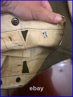 Vintage WWII United States Army Ike Jacket Uniform with Patches and Enamel Pins