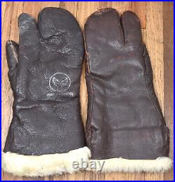 Vintage WWII United States US Army Air Forces Leather Gunner Gloves A-9 Size L