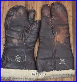 Vintage WWII United States US Army Air Forces Leather Gunner Gloves A-9 Size L