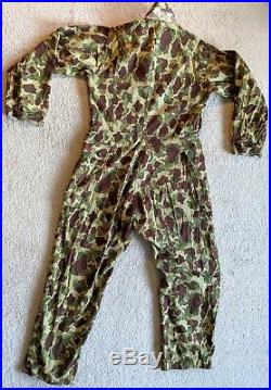 Vintage WWII WW2 Frogskin Camo Original Camouflage Coveralls Rare USMC Army P44